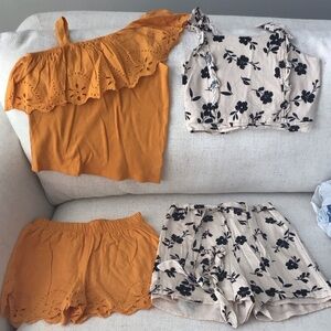 Girl Orange and Floral Two-Piece Set